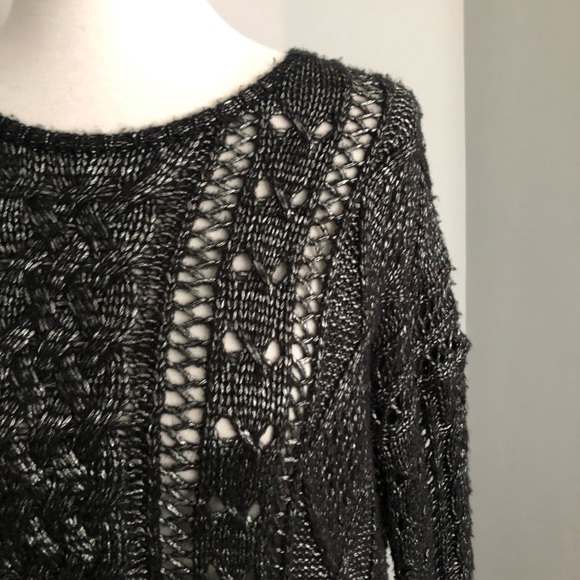 Denim & Supply Ralph Lauren Black Shimmer Open Weave Knit Sweater Size XS - Picture 3 of 6